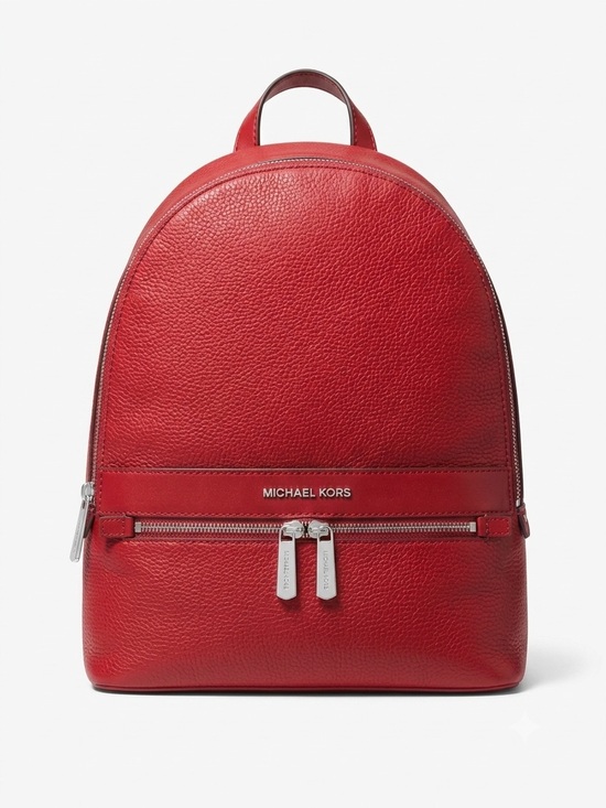 Michael Kors | Bags | Michael Kors Red Pebbled Leather Backpack Medium ...